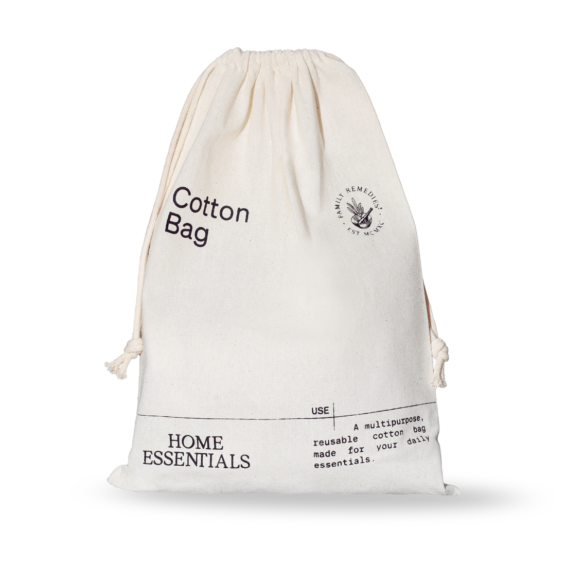 A front view of our Signature Multipurpose reusable Cotton Bag on white background.