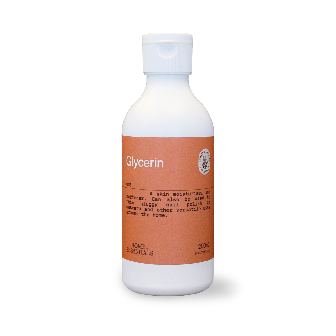 A Front View of the Glycerin 200ml bottle on white background