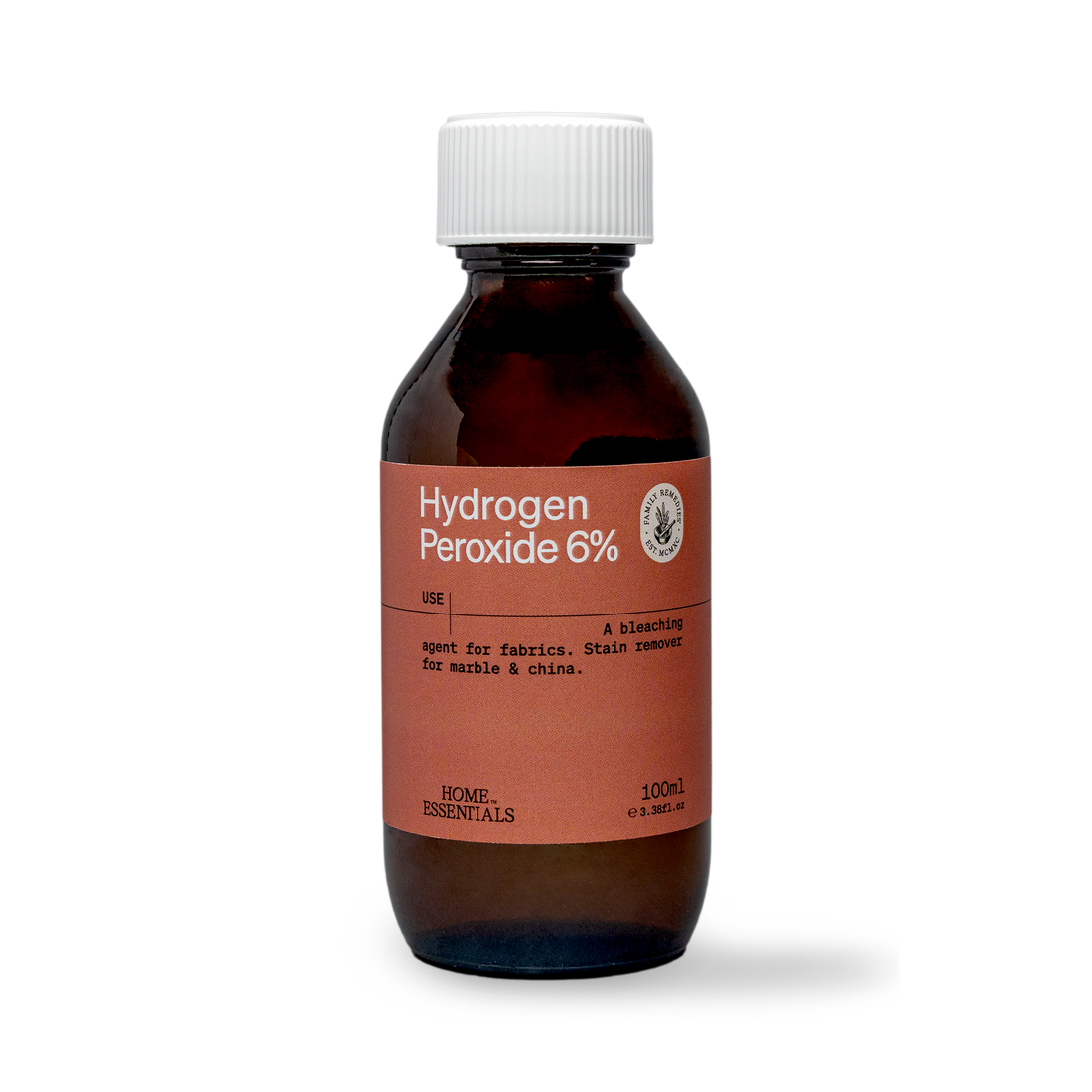 A front view of Hydrogen_Peroxyde_6% Solution on white background