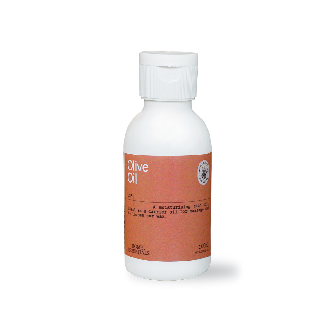 A front view of the Olive Oil 100ml Bottle on a white background