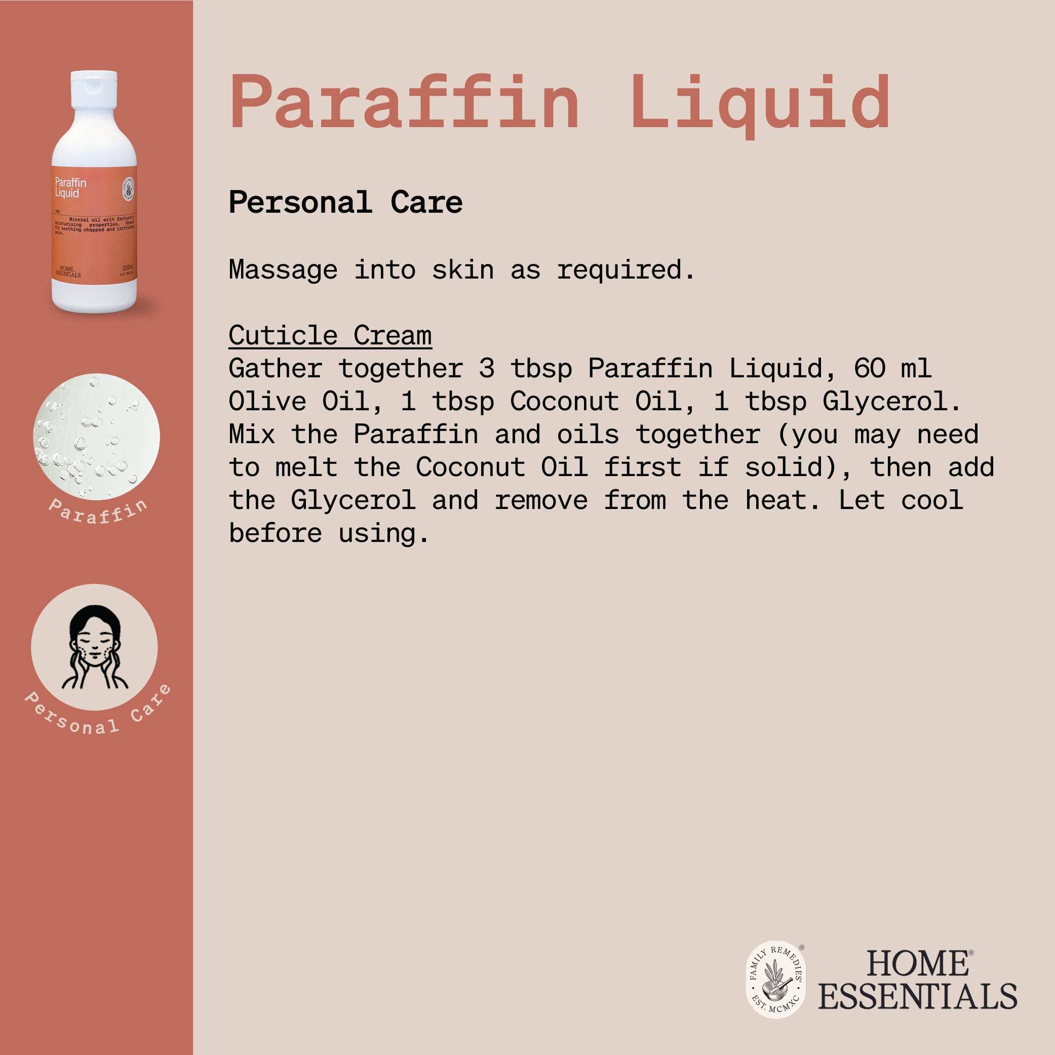 Home Essentials Paraffin Liquid handy hints usage guide