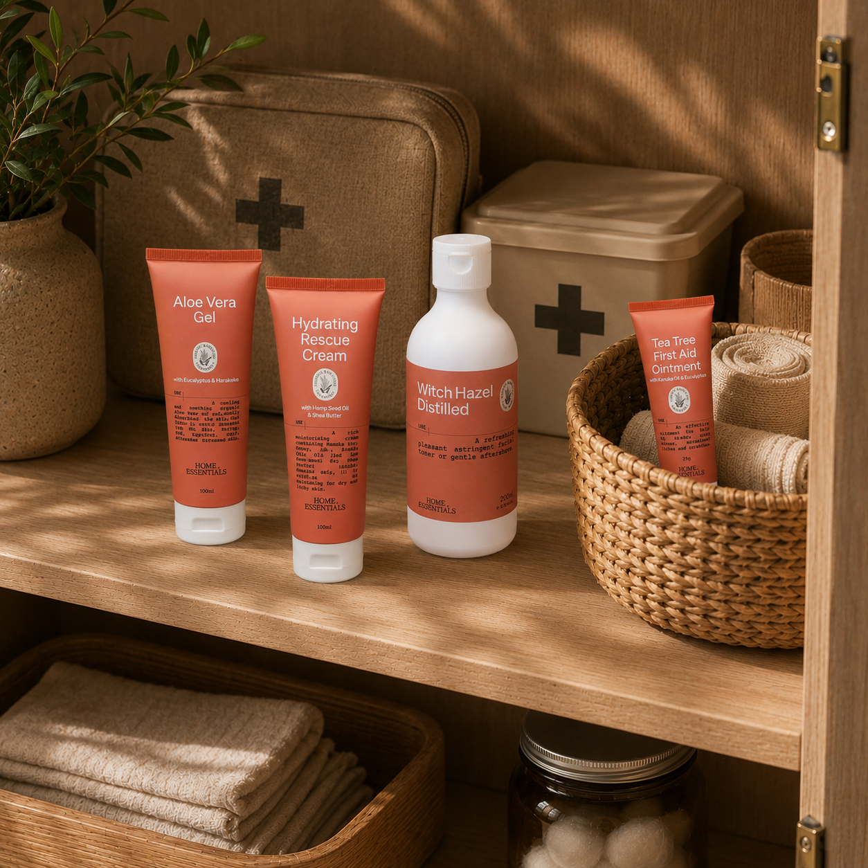 Bumps and Bruises Collection sitting on the first aid shelf