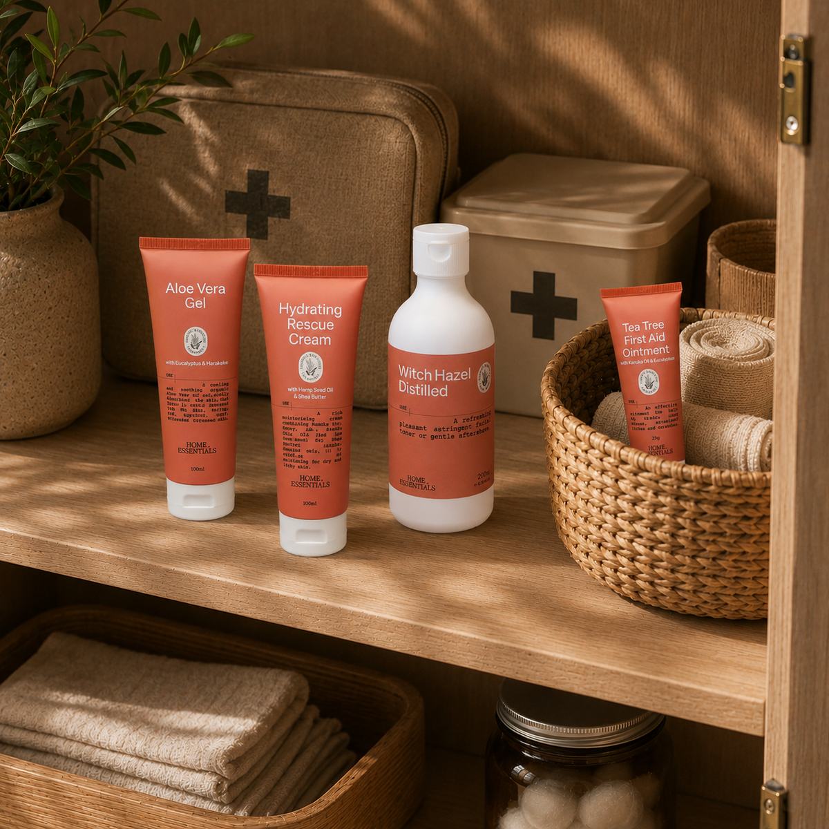 Bumps and Bruises Collection sitting on the first aid shelf