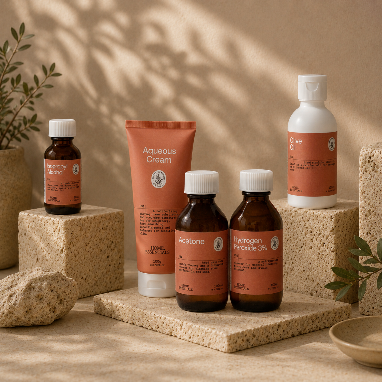 Furniture Care Collection best seller products organised on beige limestone blocks