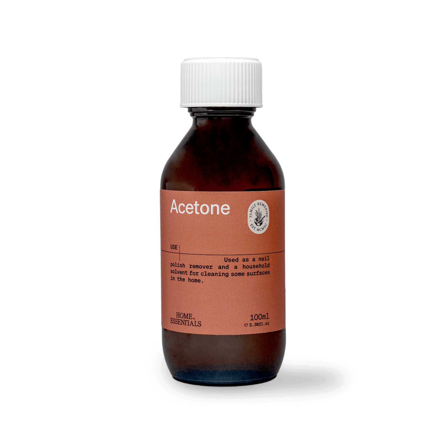 Acetone Bottle, front view on white background