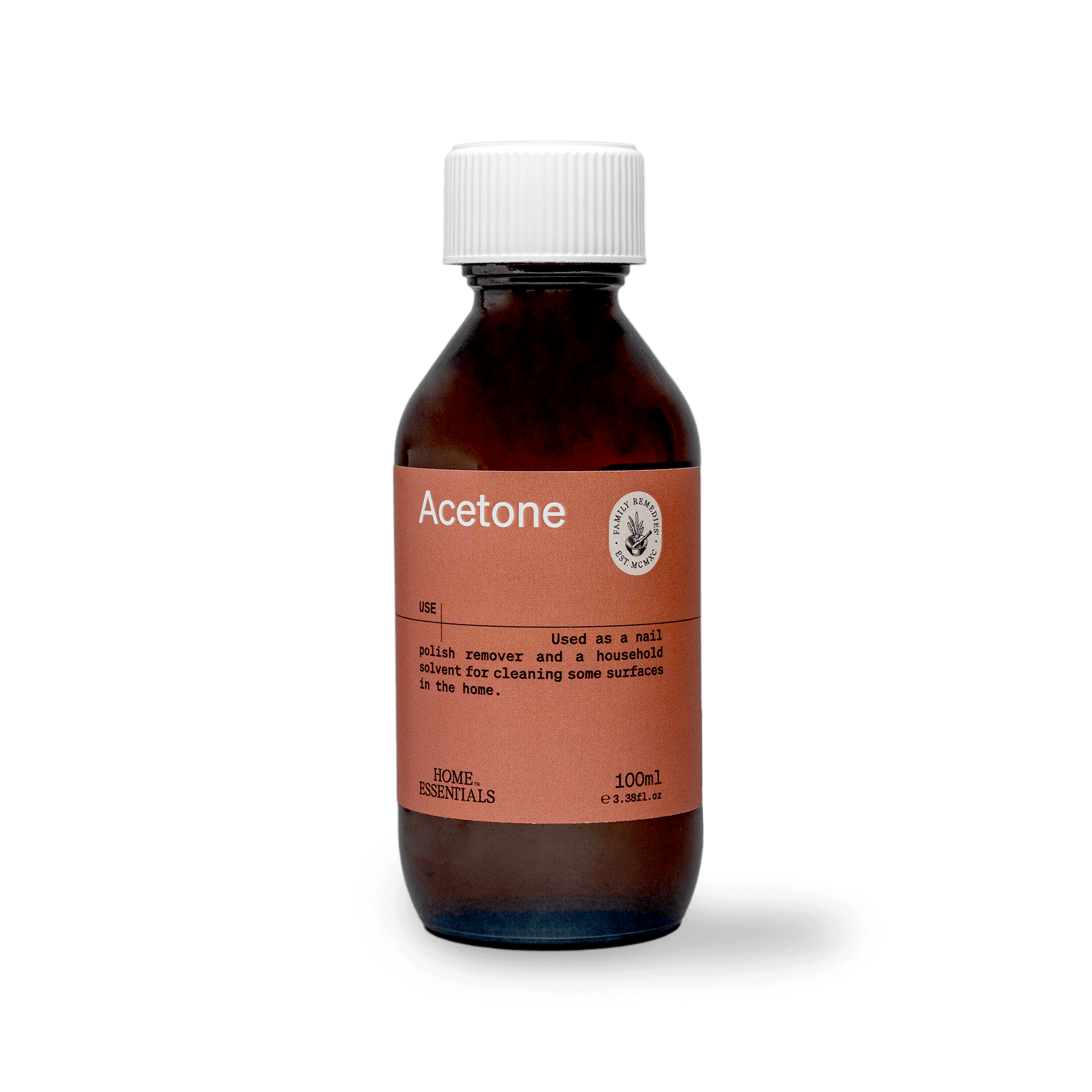 Acetone Bottle, front view on white background