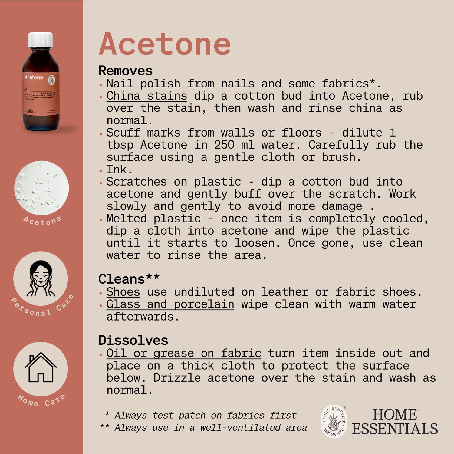 The one pager that lists all Acetone potential use and self made remedy recipes