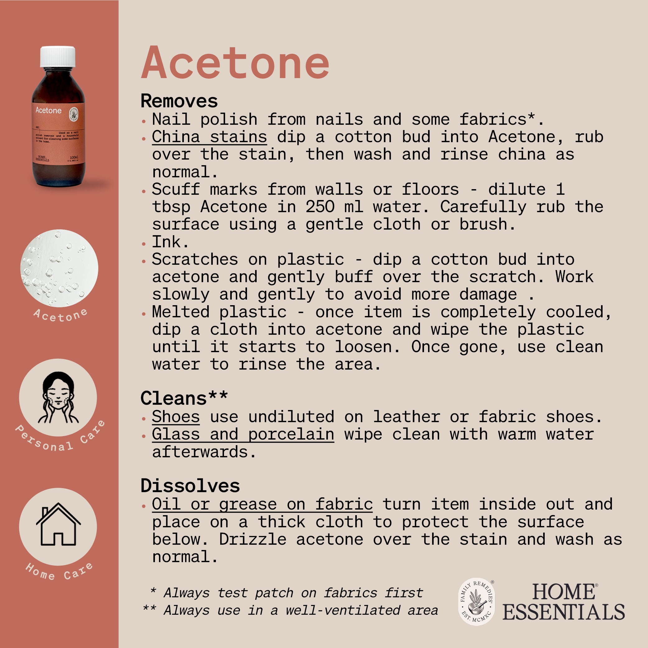 The one pager that lists all Acetone potential use and self made remedy recipes