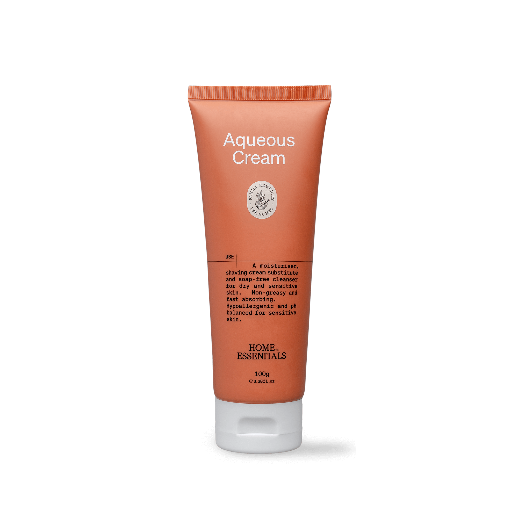 Front view of the Aqueous Cream 100g Tube on white background