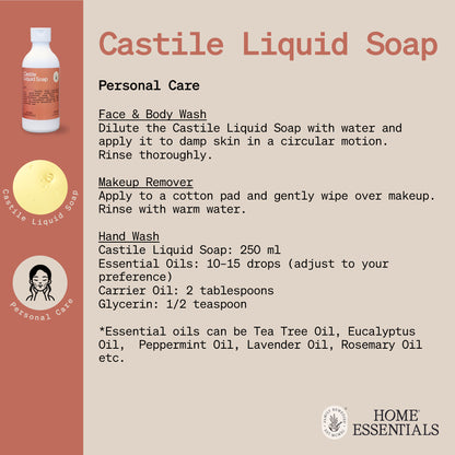 The Handy Hint page for Castille Liquid Soap, listing various use and DIY remedy recipes