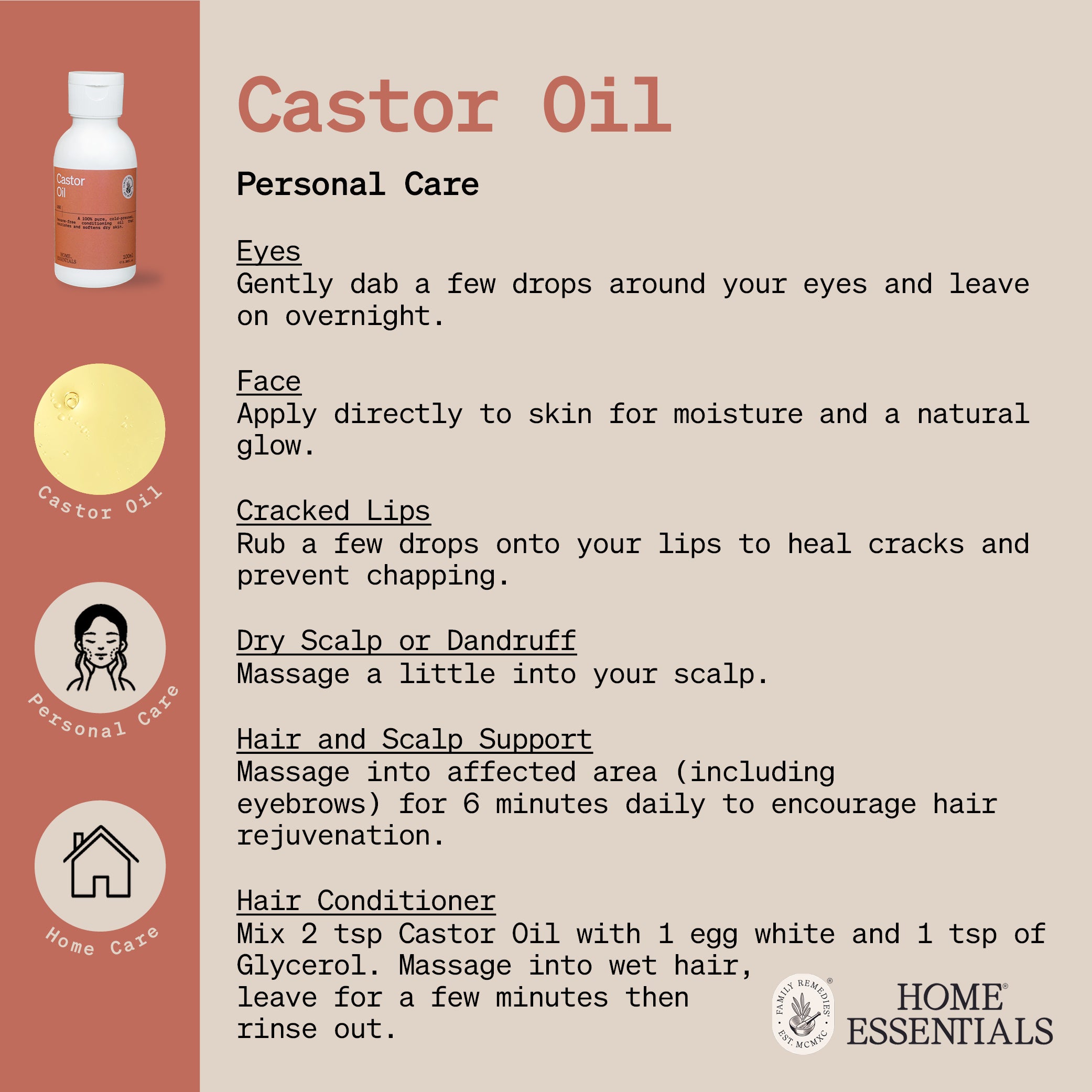 The Castor Oil Handy Hint Page, which list various uses and DIY remedies
