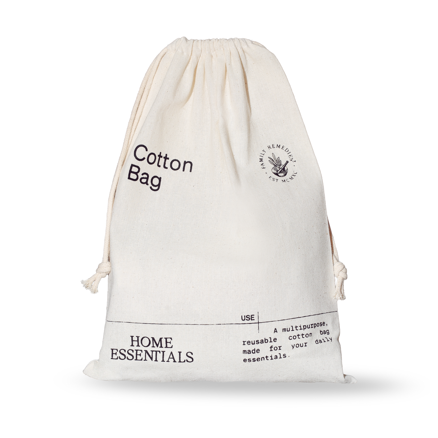 A front view of our Signature Multipurpose reusable Cotton Bag on white background.