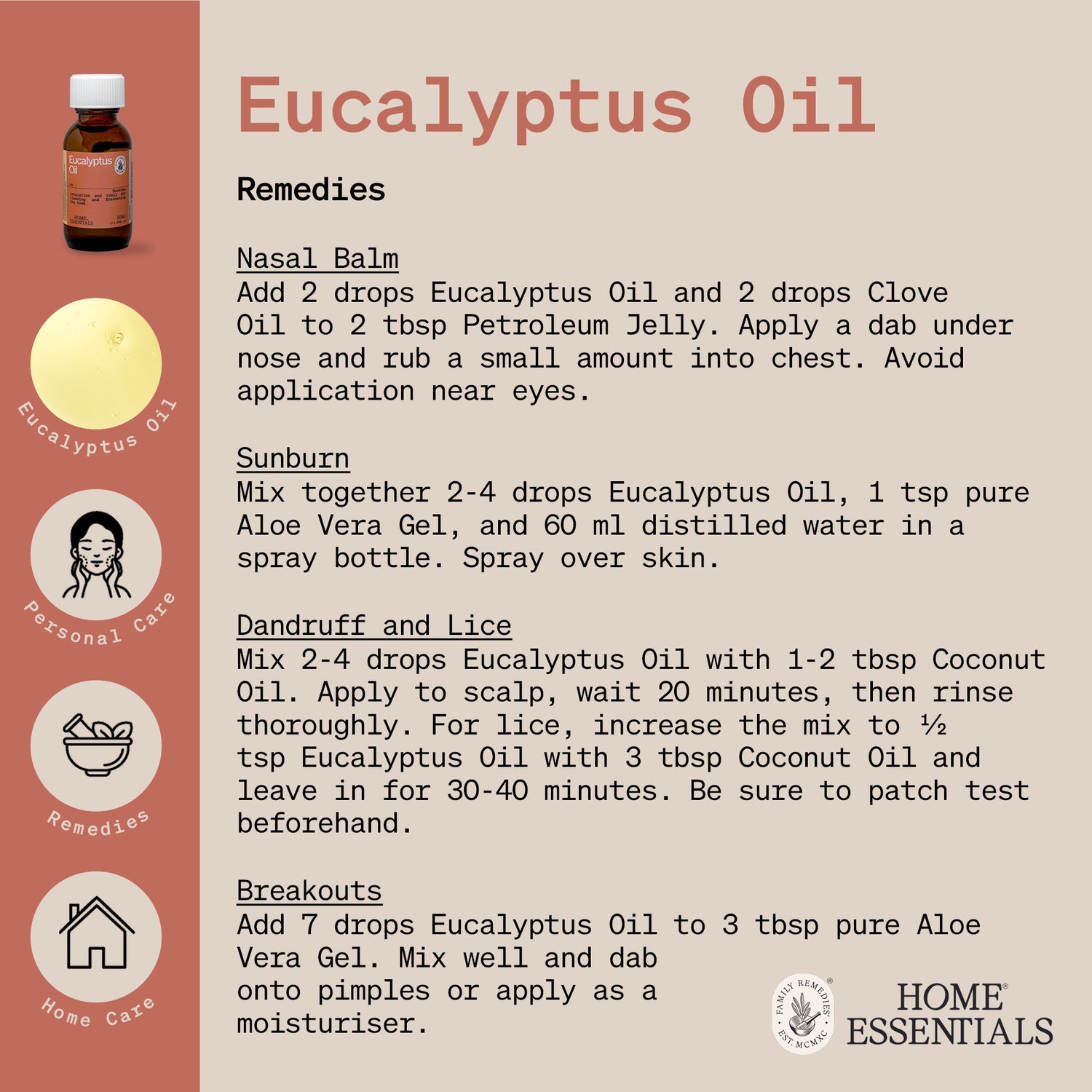 The third page of Eucalyptus Oil Handy Hints which lists the various uses and DIY recipes
