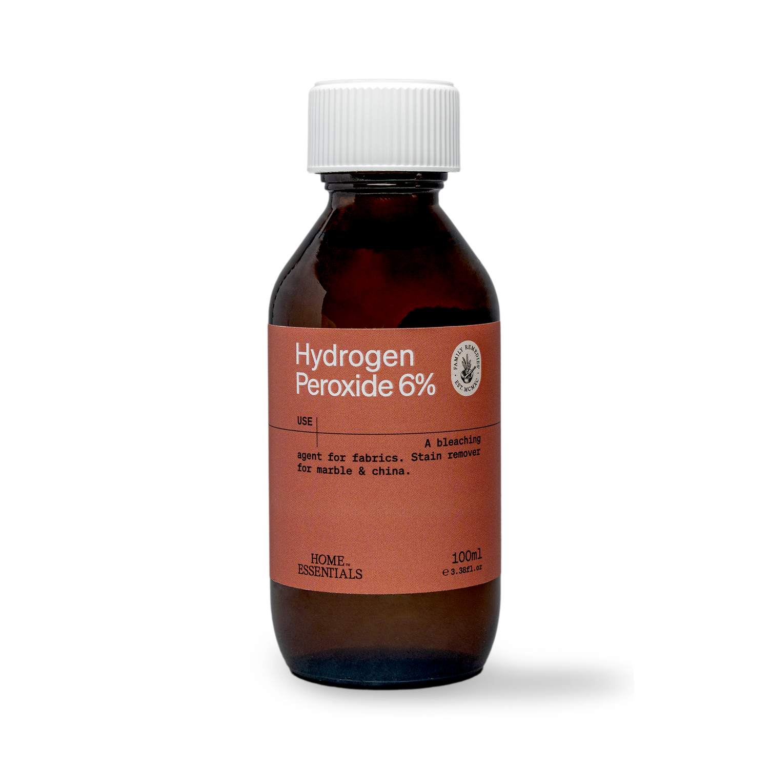 A front view of Hydrogen_Peroxyde_6% Solution on white background