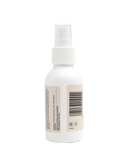 Back View of the Hypochlorous Acid Solution Bottle, with a white cap on a white background