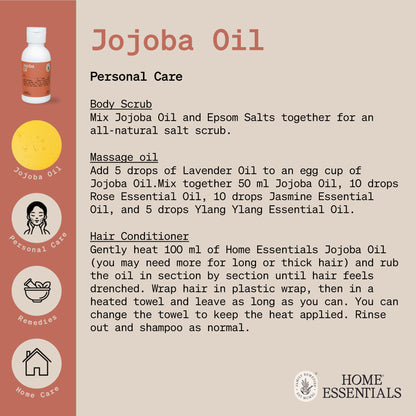 The Handy Hints document Second page for Jojoba Oil, listing various use and DIY remedy recipes