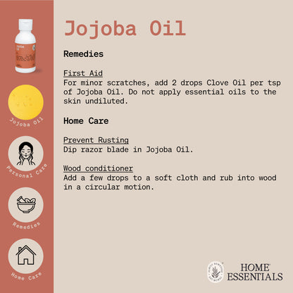 The Handy Hints document third and last page for Jojoba Oil, listing various use and DIY remedy recipes