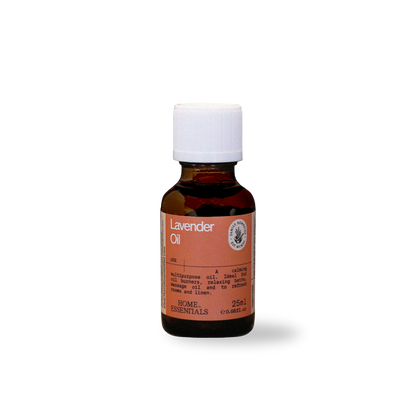 A Front View of the Lavender-Oil-25ml bottle on white background