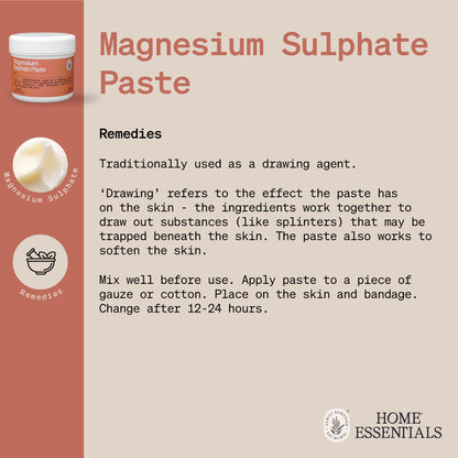 The Handy Hints one pager for Magnesium Sulphate Paste, listing various use and DIY remedy recipes