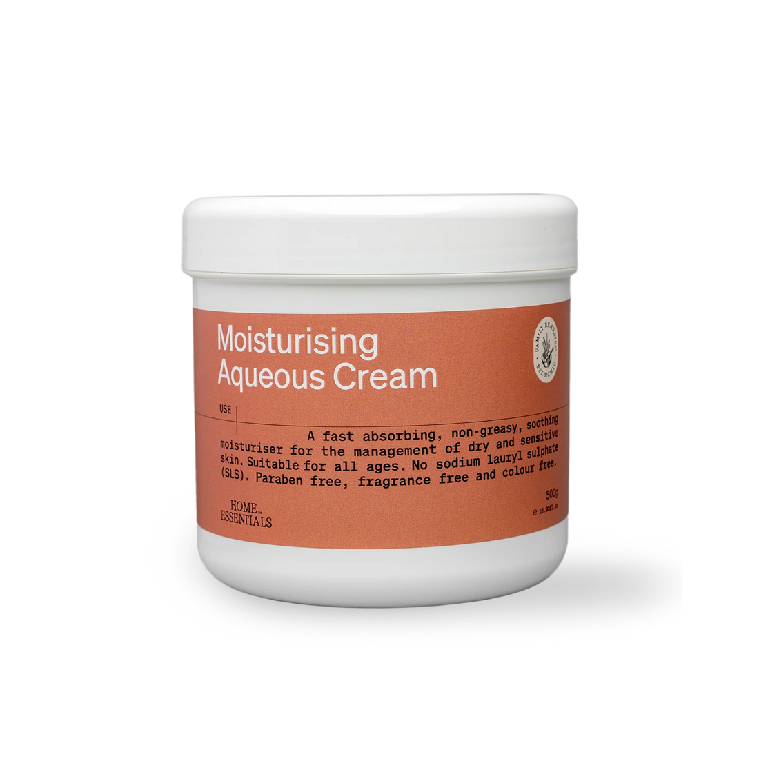 A front view of the Moisturising Aqueous Cream 500g pot on white background