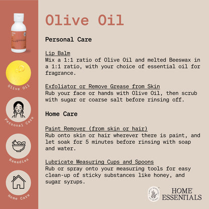 The Handy Hints document second page for Olive Oil, listing various use and DIY remedy recipes