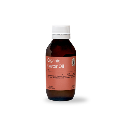 A Front View of the Organic Castor Oil 100ml Bottle on a white background