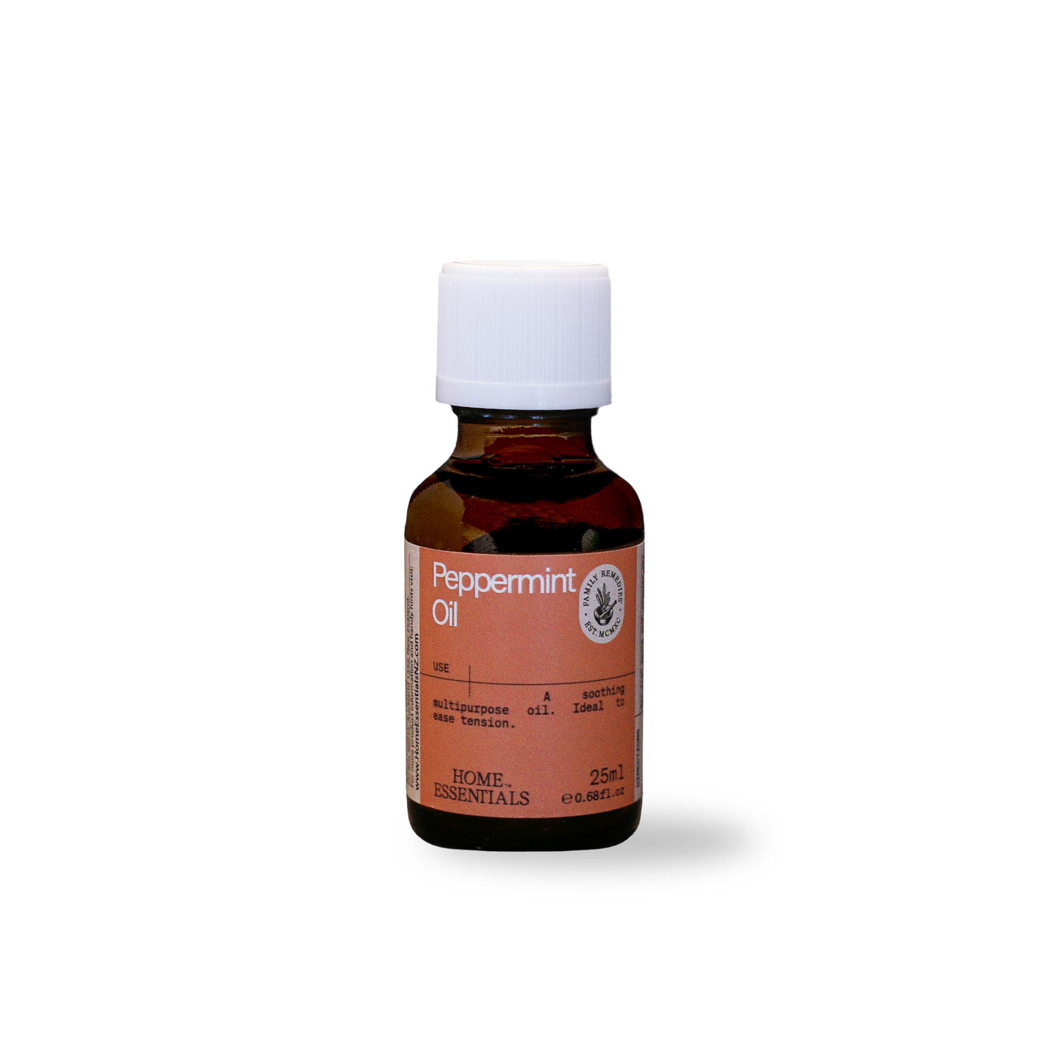 A front view of the Peppermint Oil 25ml Bottle on a white background