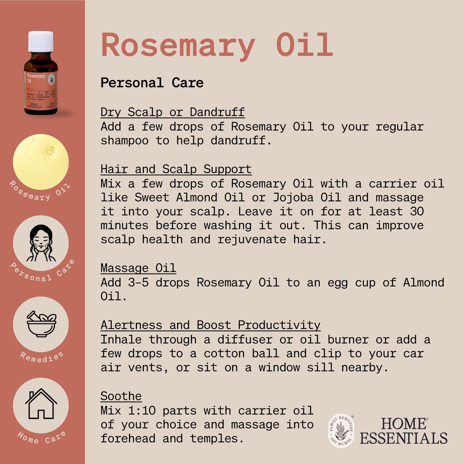 Home Essentials Rosemary Oil handy hints usage guide Page 1