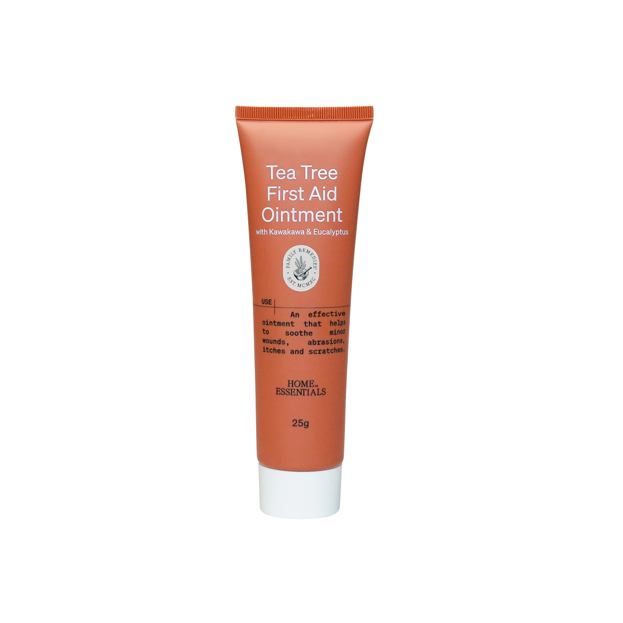 Front view of Tea Tree First Aid Ointment 25g tube on white background