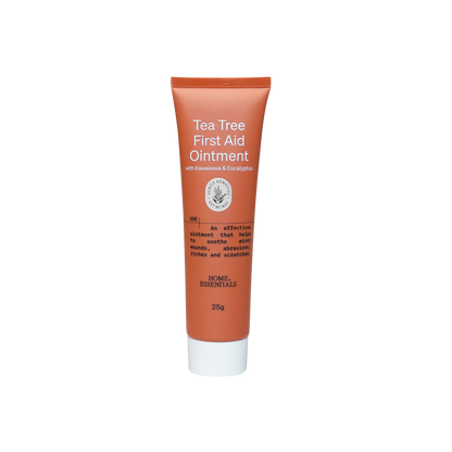 Front view of Tea Tree First Aid Ointment 25g tube on white background