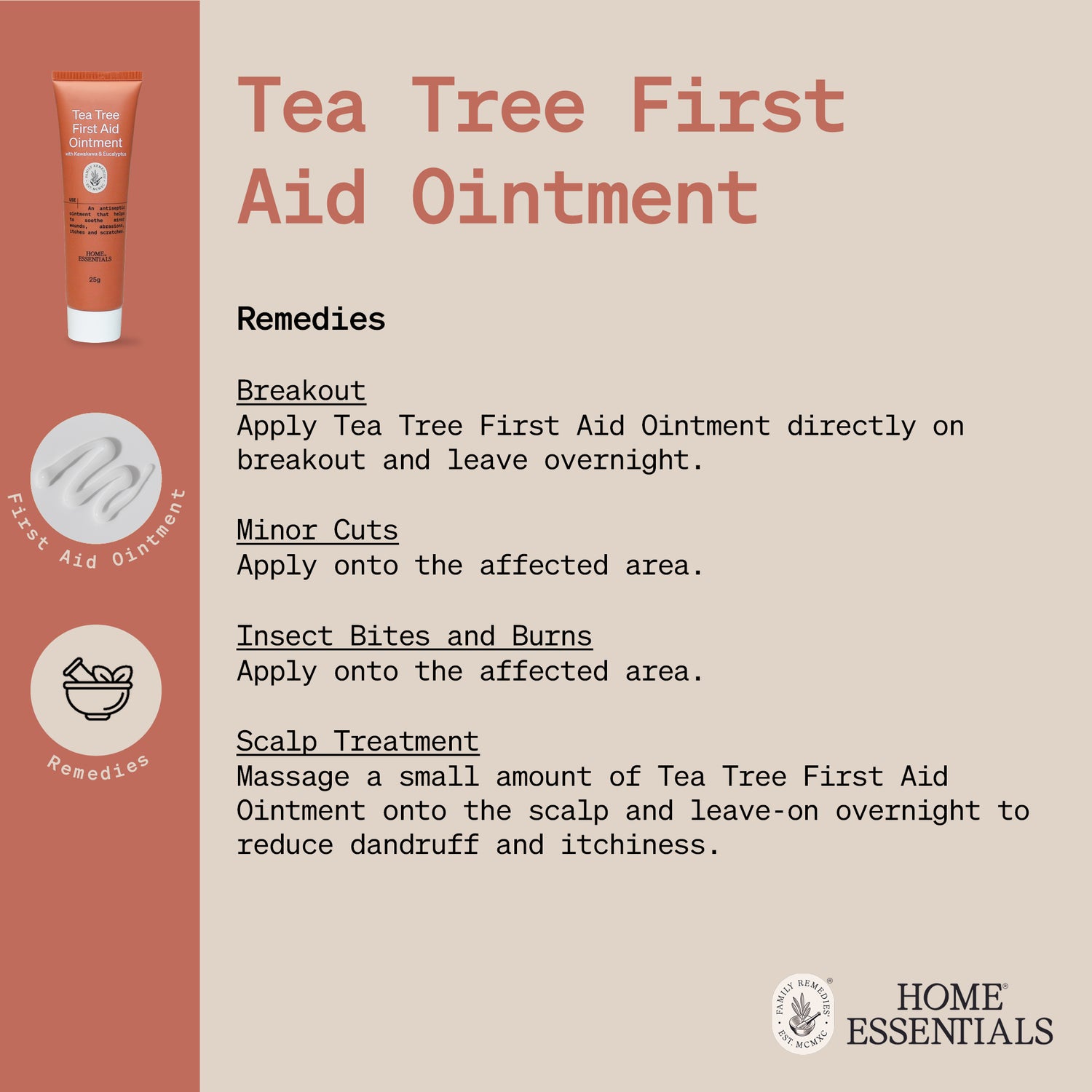Home Essentials Tea Tree First Aid Ointment handy hints usage guide