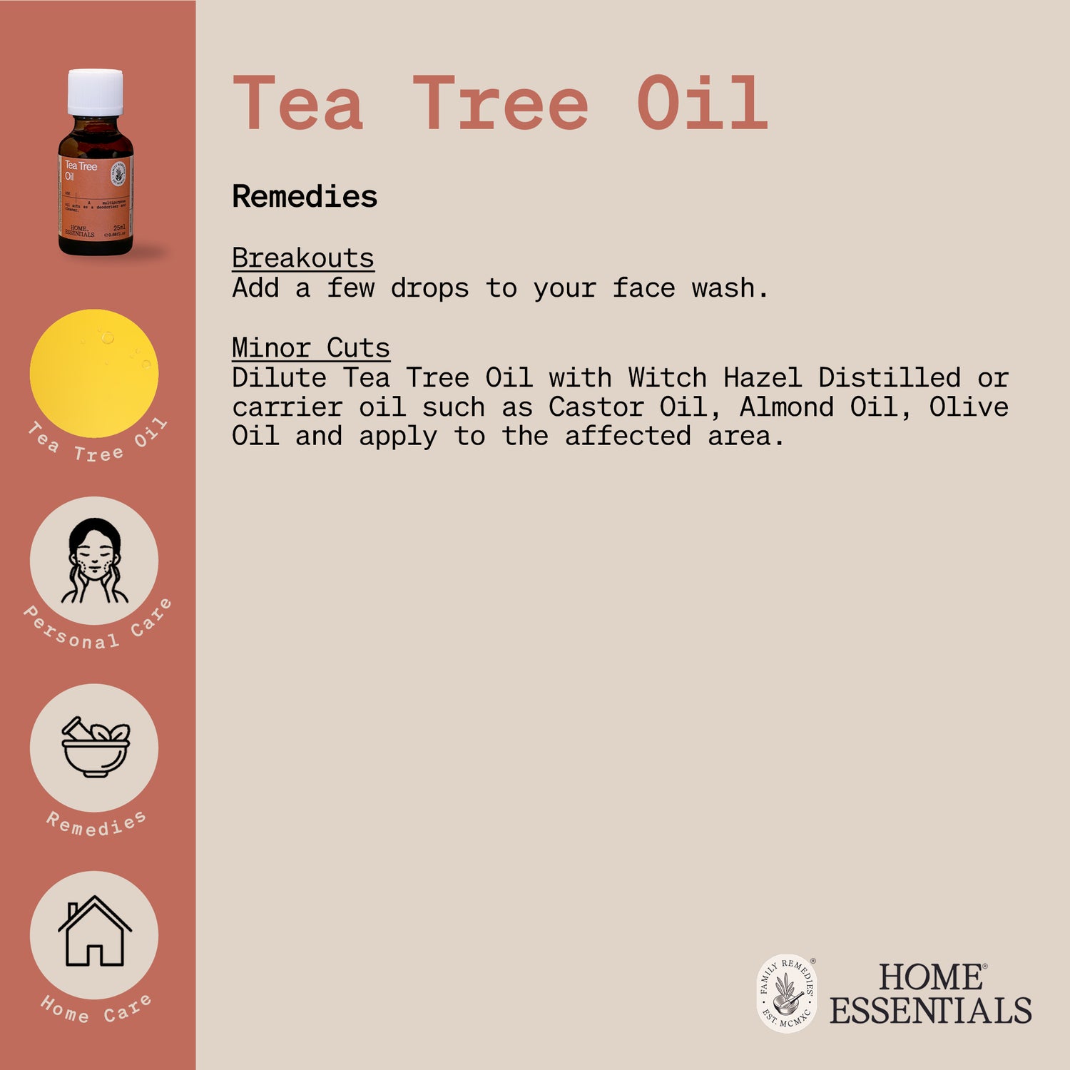 Home Essentials Tea Tree Oil handy hints usage guide page 2