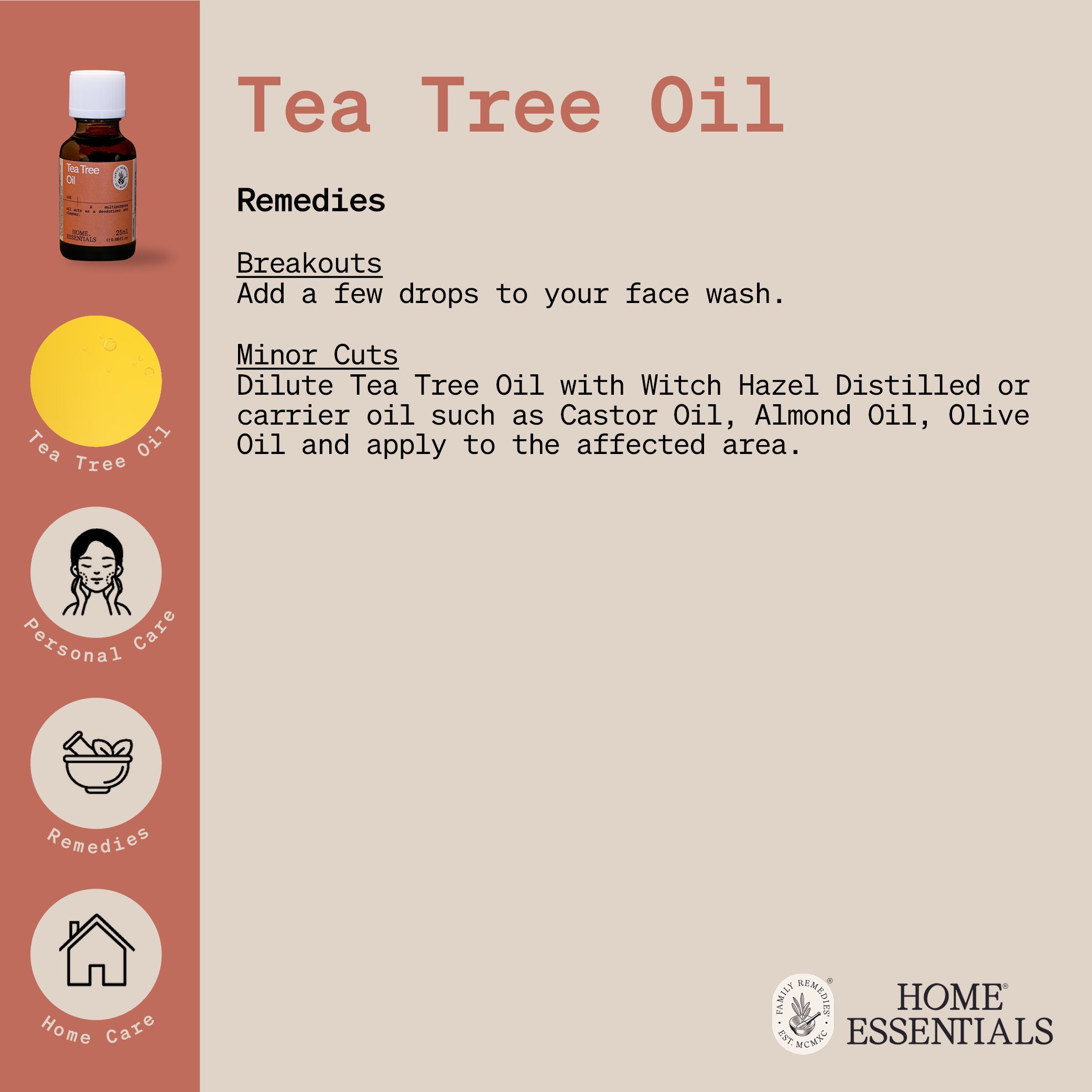 Home Essentials Tea Tree Oil handy hints usage guide page 2