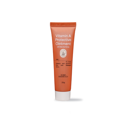 A Front View of our Vitamin A Protective Ointment with Manuka Honey 25g tube, on white background
